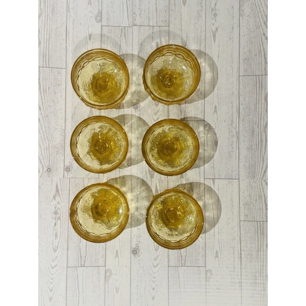 TIFFIN Franciscan Madeira Cornsilk Yellow Glass Sherbet Champagne 6p Set MCM